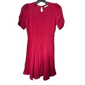 Reformation Garnet Red Puff Sleeve Keyhole A Line Mini Dress Size 6